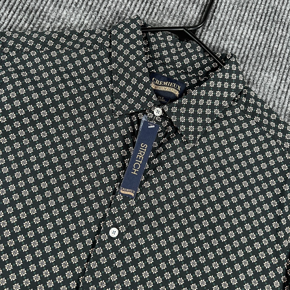Cremieux Shirt Mens XLT Tall Black Geometric Short Sleeve Button Up Casual New